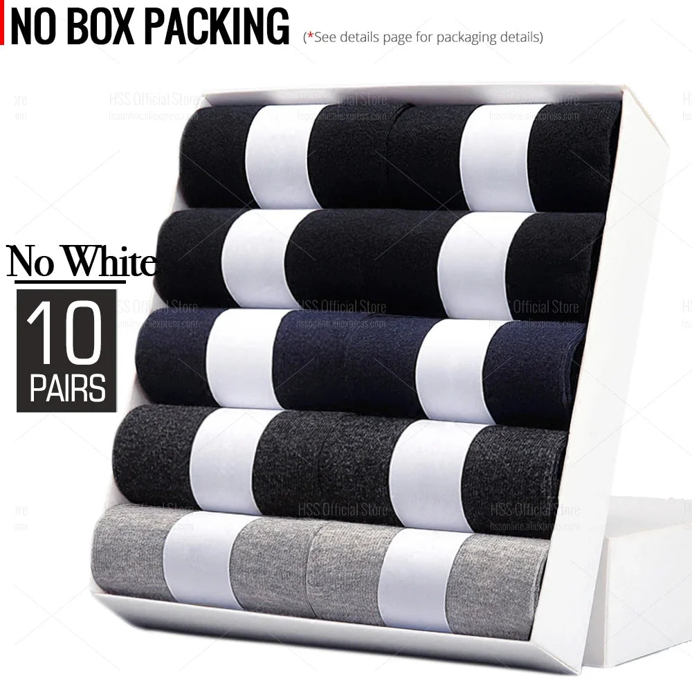 HSS 5/10 Pairs Men's Cotton Blend Socks Black Business Men Socks Soft Breathable Summer Winter for Male Socks Plus Size (6.5-14)