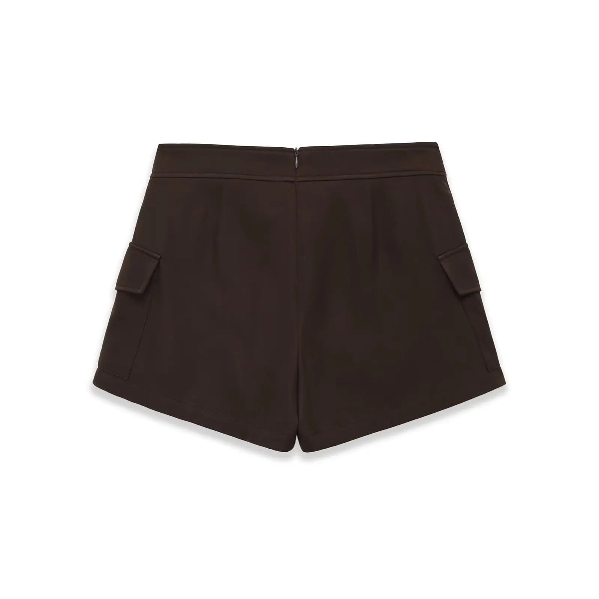 Women's Workwear Skirt-pants Dark Brown Wrap Design Cargo Skort With Pockets For Women High Waist Summer Shorts Elegant 56S3