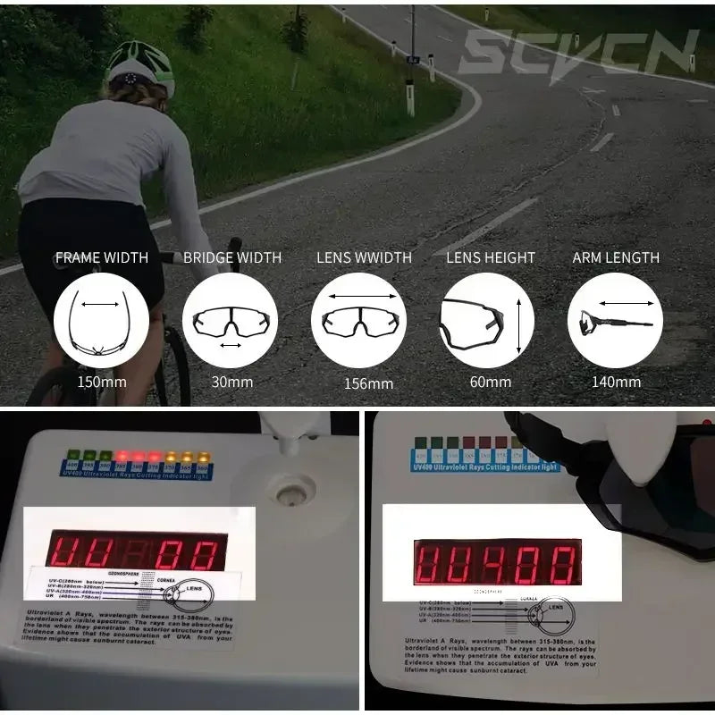 SCVCN-New Style Sunglasses Bicycle Eyewear Mountain Bike Cycl Goggles UV400 MTB Road for Men Photochromic Sport Cycling Glasses