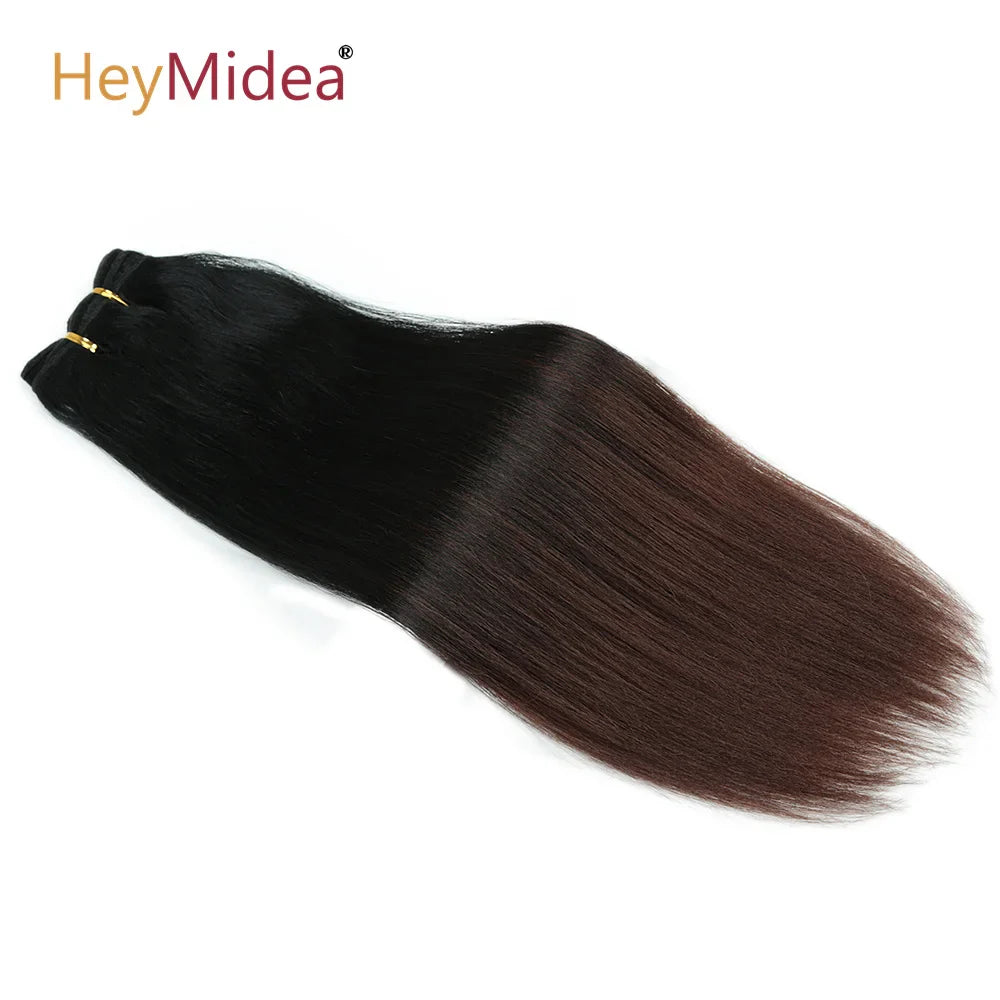 Extensiones de Pelo Liso de 18 Pulgadas, Extensiones de Pelo Sintético Yaki Liso de Salón, Tejido de Pelo Sintético de Lleno a Puntas