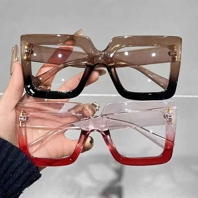 2 PCS Oversized Square Reading Glasses, Anti-Blue Light Eyeglasses, +1.00 to +4.00
