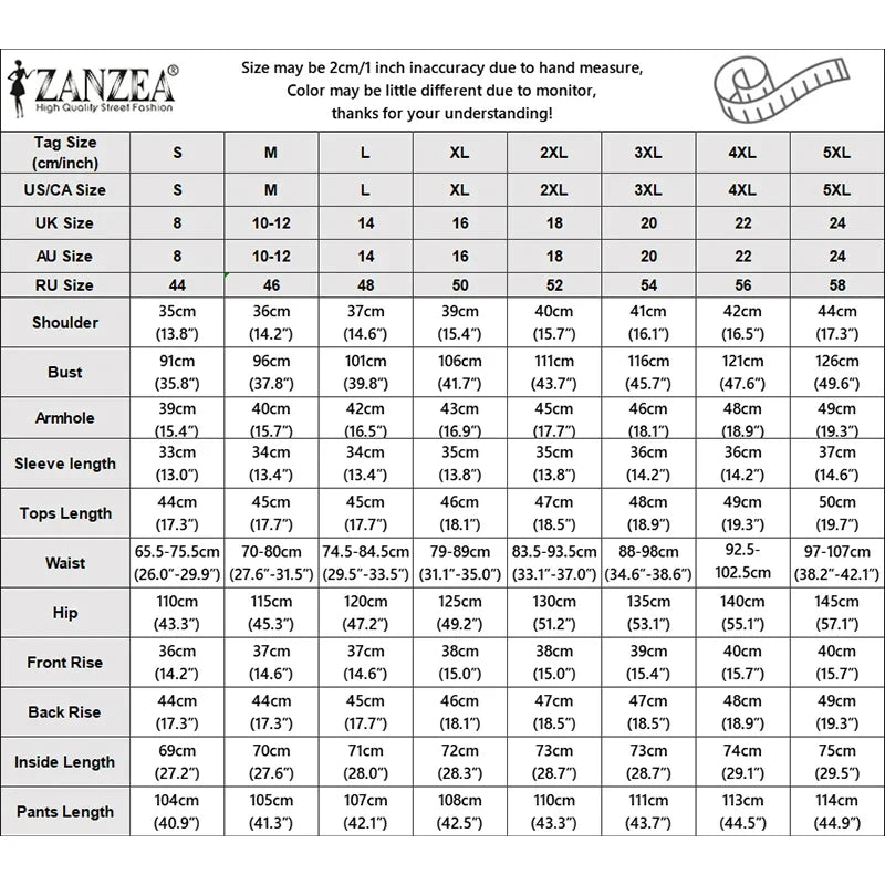 ZANZEA Plus Size 5XL Women 2-Piece Pant Sets Puff Sleeve Crop Top & Wide Leg Pant Matching Sets Elegant Chic Streetwear Co-ords