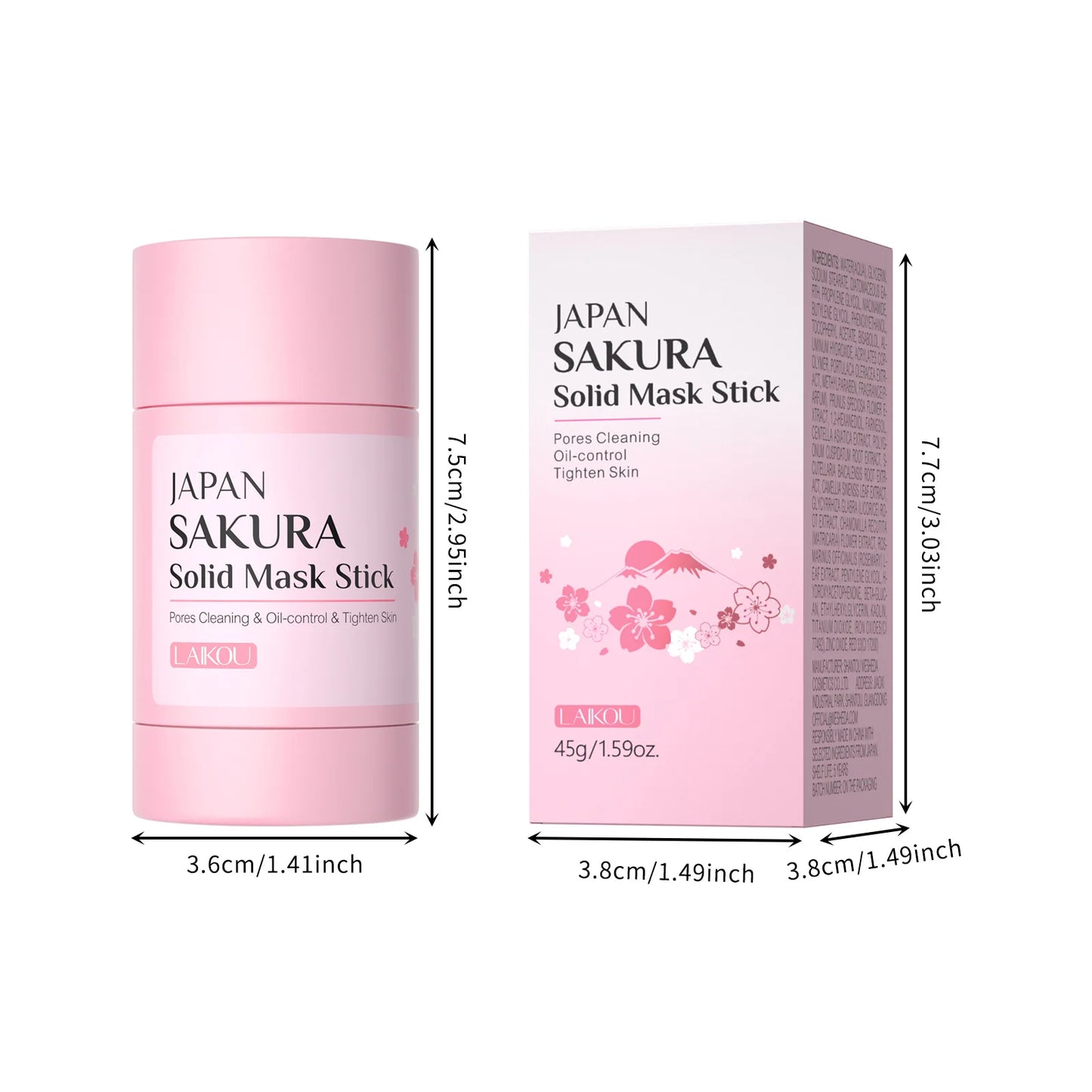 Sakura Solid Face Mask Stick Deep Cleaning Green Tea Facial Mask Reduces Blackhead Pores Oil Control Moisturizing Mud Mask 40g
