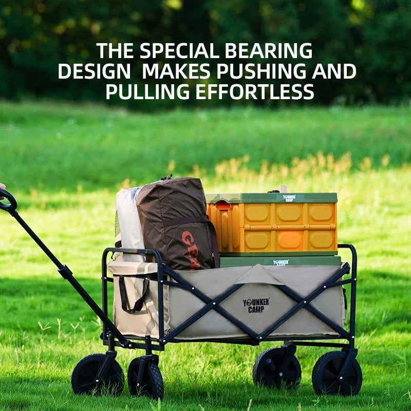 Large Capacity Collapsible Folding Utility Beach Wagon Cart Heavy Duty Fold Wagon Outdoor Trolley Portable Camping Cart