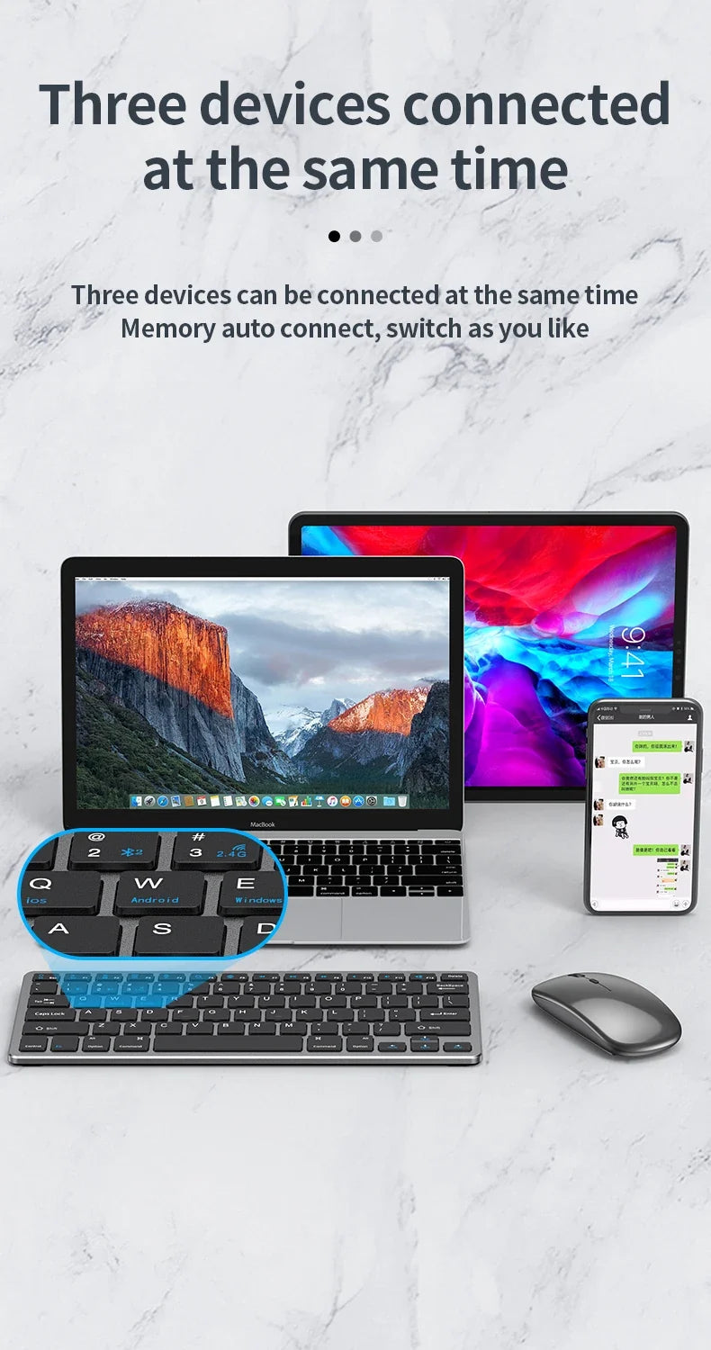 NexusClick Wireless Ergonomic Keyboard Mouse Combo - Rechargeable Mini Multimedia Set for PC, Laptop, MacBook