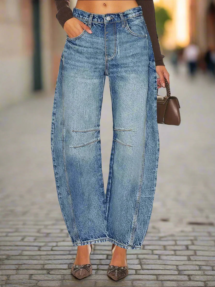 Pantalones vaqueros de mujer de talle alto con cintura elástica