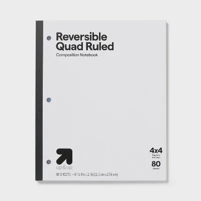 80-Pack Reversible Quad Ruled Composition Notebook 8.5" X 11" 80 Sheets - : Graphing Grid, Perforated, 3 Hole Multipack Essentia