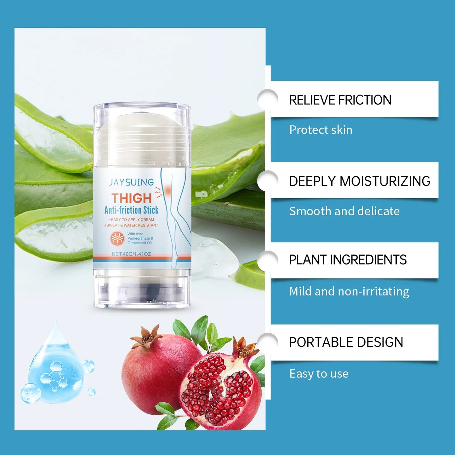 Anti Chafing Stick Running Prevent Arm Chest Thigh Chafing Irritation Aloe Soothe Moisturize Rough Skin Outdoor Anti Chafe Balm