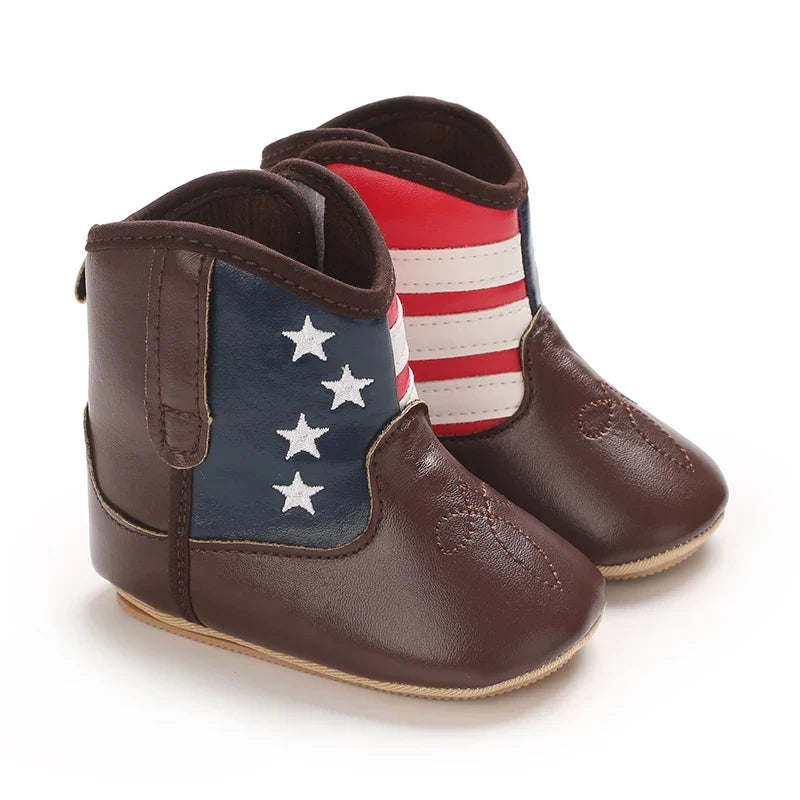 Western Denim Baby Winter Boots, Fashion Warm Casual First Walkers Shoes for Boys Girls 0-18 Months ﻿