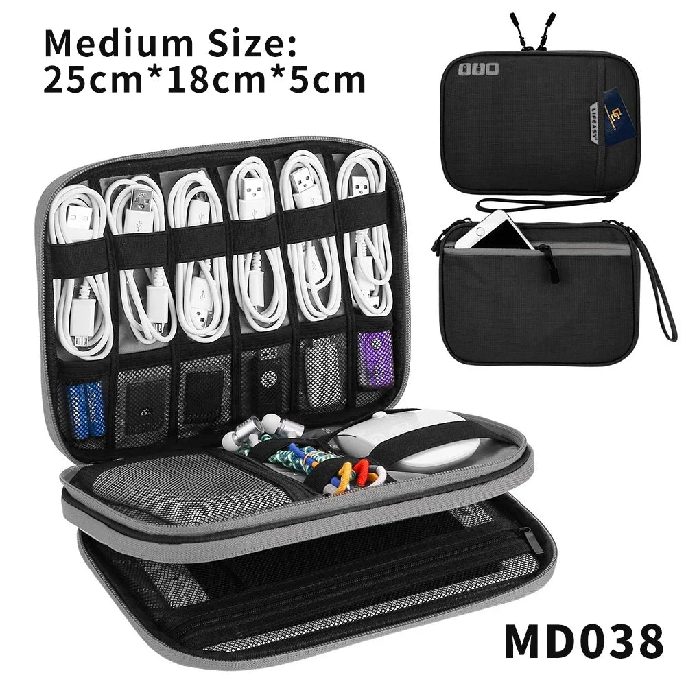 Electronic Accessories Storage Bag Travel Case,Cable Organizer Bag Gadget Carry Bag For Cables,Power,USB Flash Drive, Charger