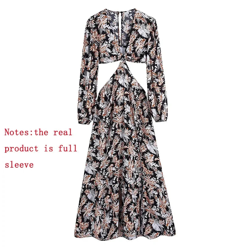 Waist Cut Out Backless Sexy Summer Maxi Dress Elegant Deep V Neck Holiday Long Dress Red Black Boho Floral Dress Women 2025