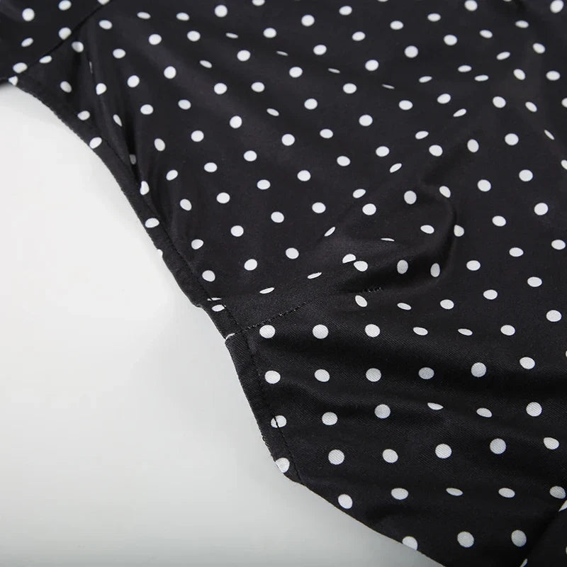 SUCHCUTE Sexy Polka Dot Print Halter Dress For Women Elegant Party Slim Backless Sleeveless Mini Dress Summer Vacation Outfits