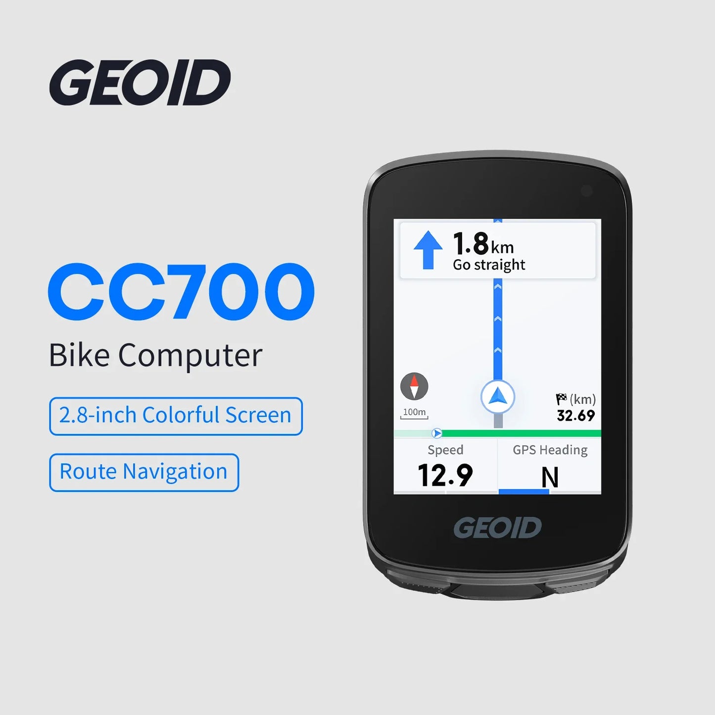 GEOID CC700 GPS Bike Computer 2.8-inch Color Screen Route Navigation Bicycle Speedometer WIFI Waterproof Cycling Odometer