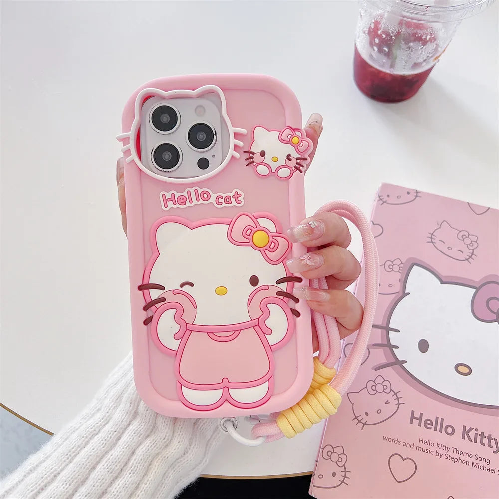 Funda de silicona para teléfono con diseño de dibujos animados de Hello Kitty