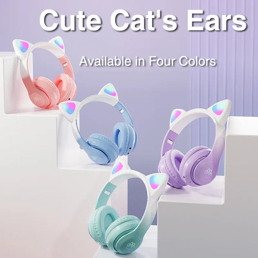 Auriculares Gaming con Orejas de Gato y Luces LED