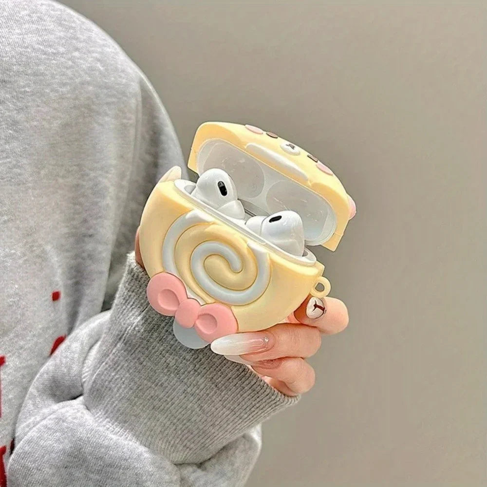 Funda para AirPods de piruleta con diseño de oso Kawaii