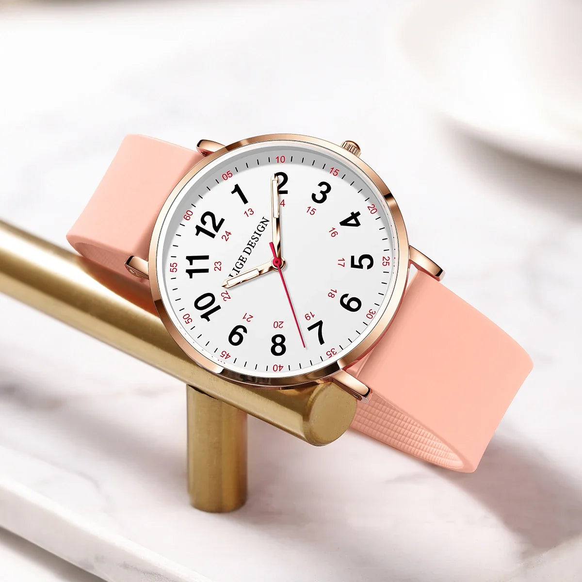Women's Arabic Numeral Silicone Quartz Watch