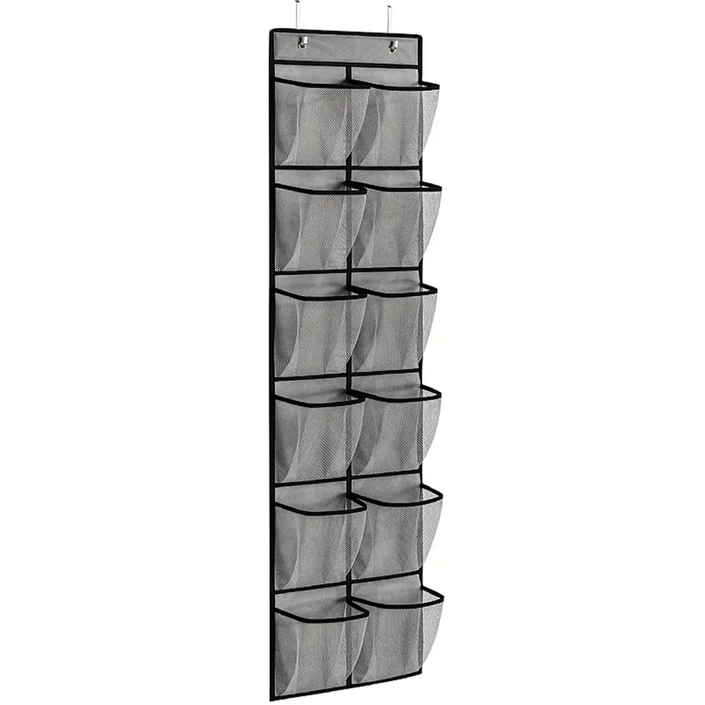 12 Pockets Over the Door Shoe Organizer Large Mesh Pockets with 2