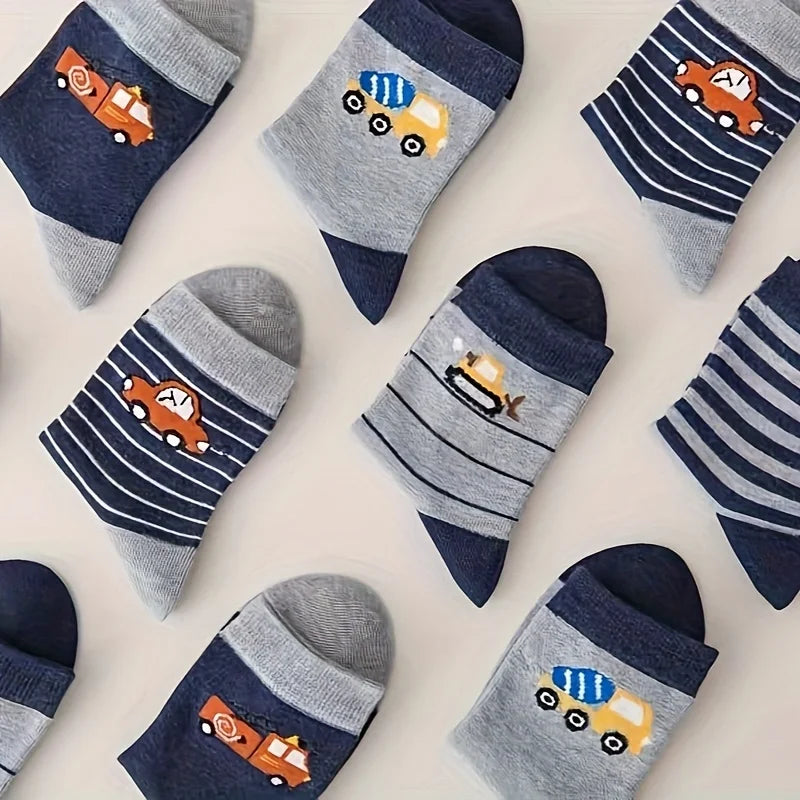Kid's Cartoon Stripe Crew Socks