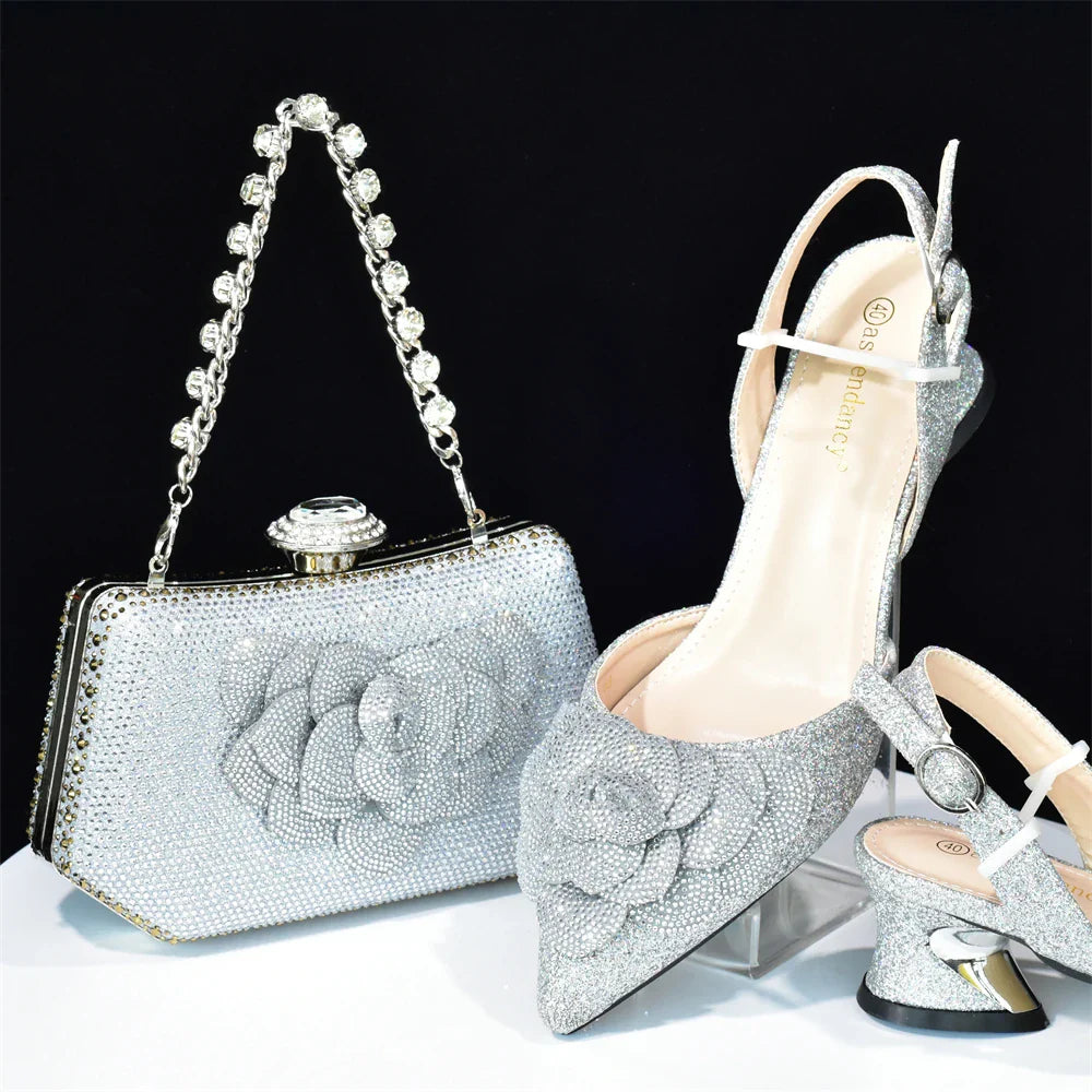 Conjuntos italianos de zapatos y bolsos para fiesta de noche HAB1-16