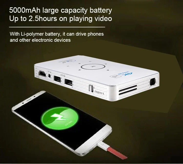 3D Mini Movie Video Projector Modern Design Lens Dlp Smart Touch Panel Projector S905x Battery Android 4k Beamer P06