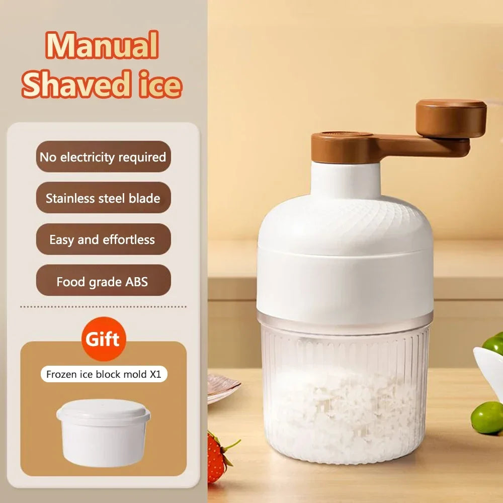 Mini Ice Crusher Portable Shaved Ice Machine Hand Operated Shaved Ice Milkshake Maker Household Smoothie Machine Kitchen Tool