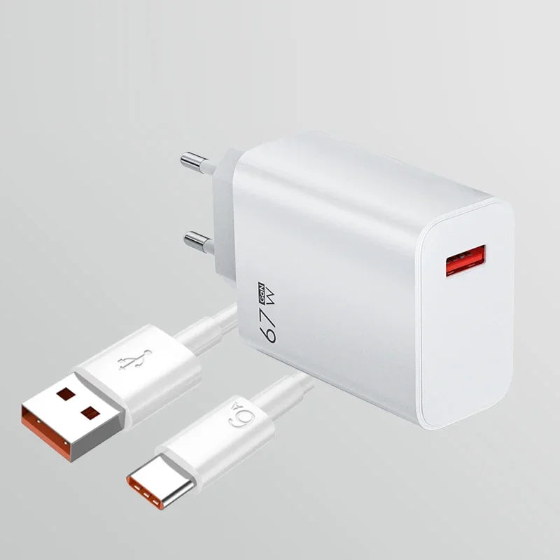 6A USB C Charging Cable with 67W Charger Wall Adapter for iPhone 15 Xiaomi Huawei Android Phones and All Type-C Charging Charger
