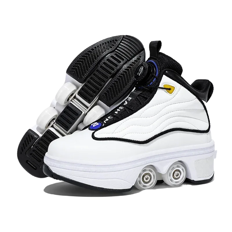Unisex Automatic Retractable Roller Skates Women's High Top Sports Shoes with Wheels Dual-purpose Skating Sports Shoes
