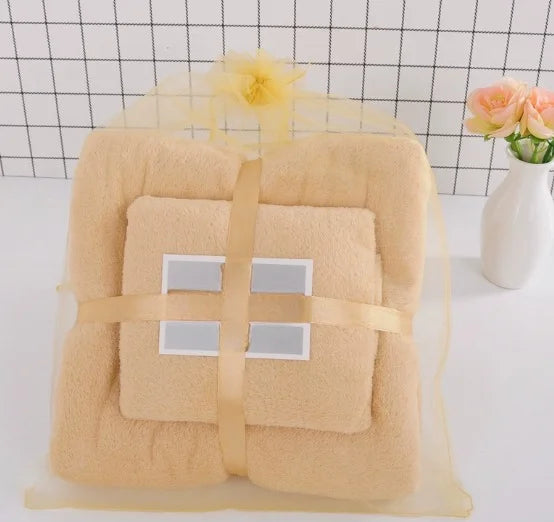 2PC Oversized Bath Towels Set Super Soft Highly Absorbent Quick-drying Coral Velvet Bath Towel For Adults Hotel & Spa Use