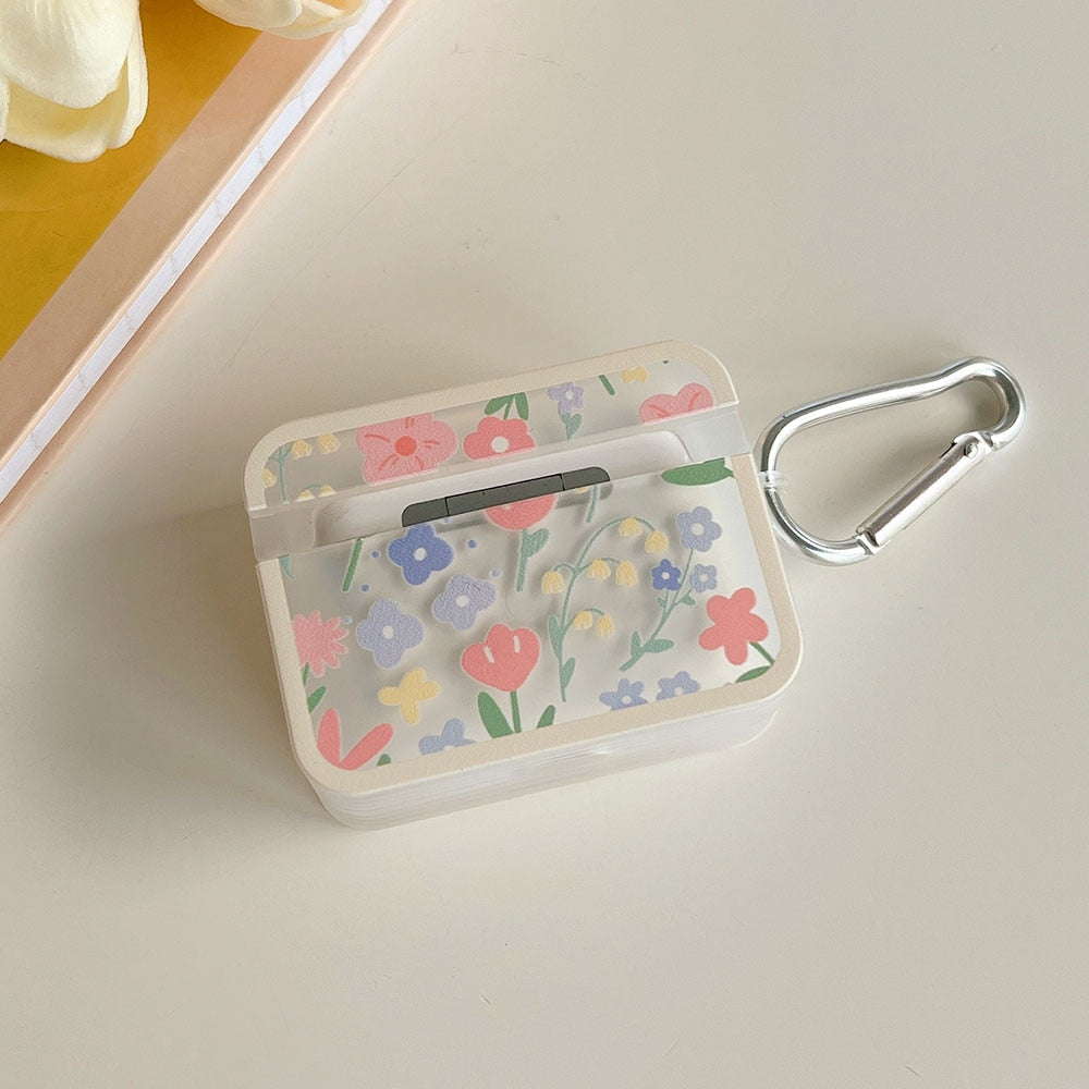 Estuche para AirPods con flores en colores pastel