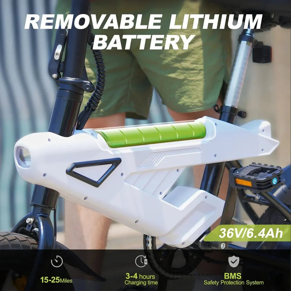 A02 Electric Folding Bike With 250W Motor 14inch Wheels 36V 6.4Ah Battery Kids Ebike