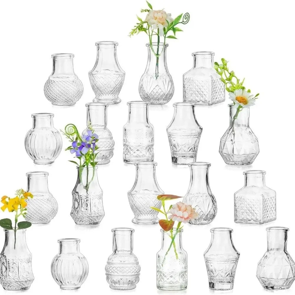 10/20pcs Mini Glass Vase Modern Clear Hydroponic Flower Vase Retro