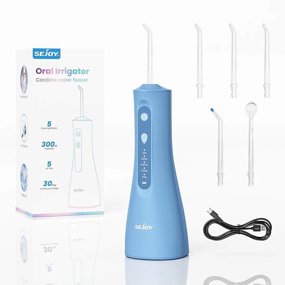 Sejoy Electric Water Flossers Oral Irrigator 5 Modes Portable Rechargeable