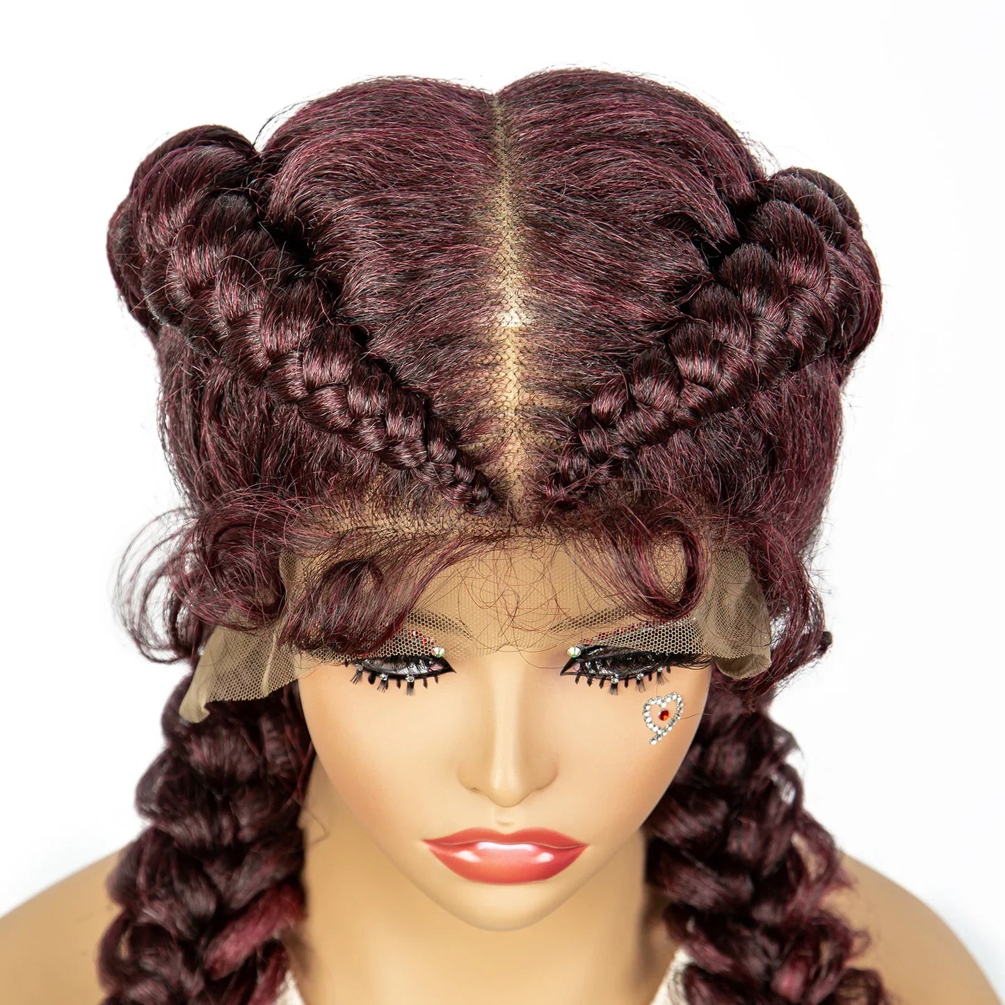 1B/30 Dark Brown Synthetic Lace Frontal Dutch Box Braided Wigs for Black Women Fishtail Braids Wigs with Baby Hair Cornrow Wigs