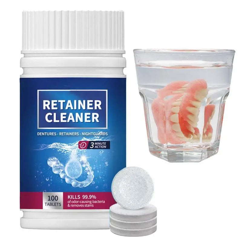 Oral Cleaning Care 100 Tabs Denture Cleaner Tablet Cleansing Tablet For False Tooth Cleaning Tablet For Retainer Fresh Breath