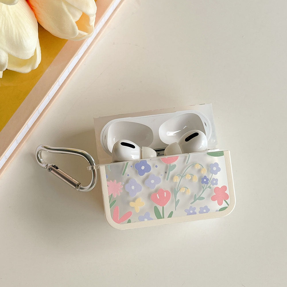 Estuche para AirPods con flores en colores pastel