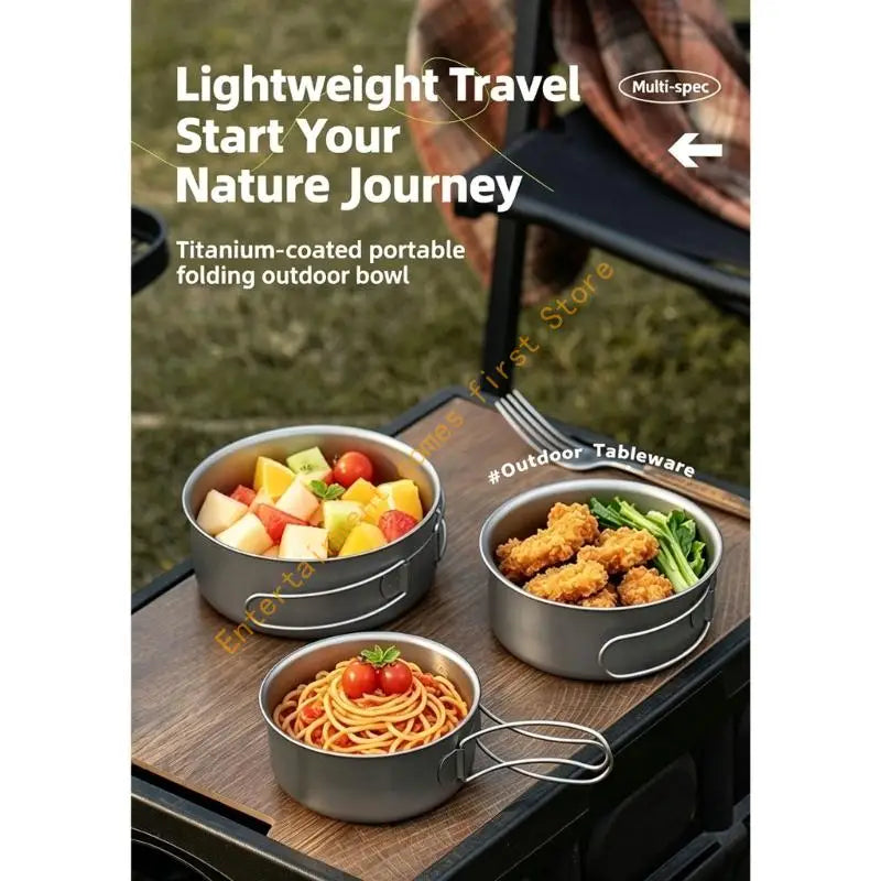 Outdoor Meal Bowl for Camp Cooking, Metal Camping Bowl with Wire Handle, Textured Finish and Camp Use for Backpackers and