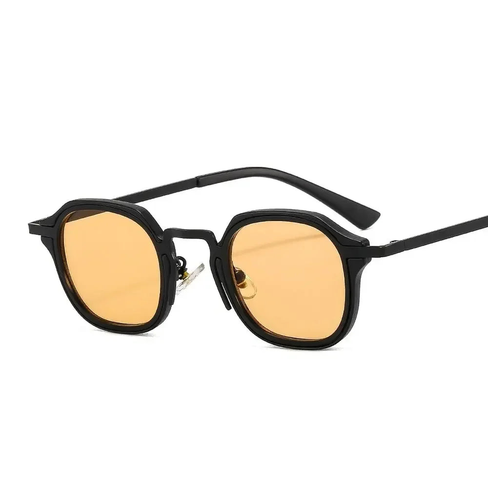 Fashion Small Square Sunglasses for Women Men Retro Tea Brown Punk Shades Vintage Trendy Driving Sun Glasses