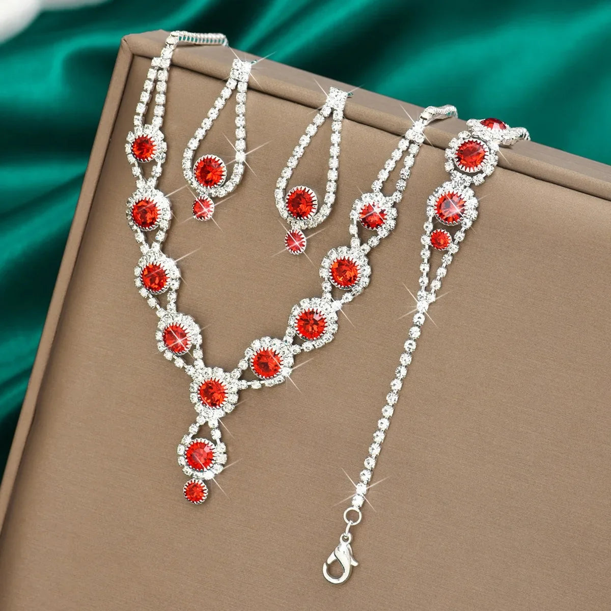 4PCS Fashion Elegant Crystal Jewelry Sets for Women Rhinestones
