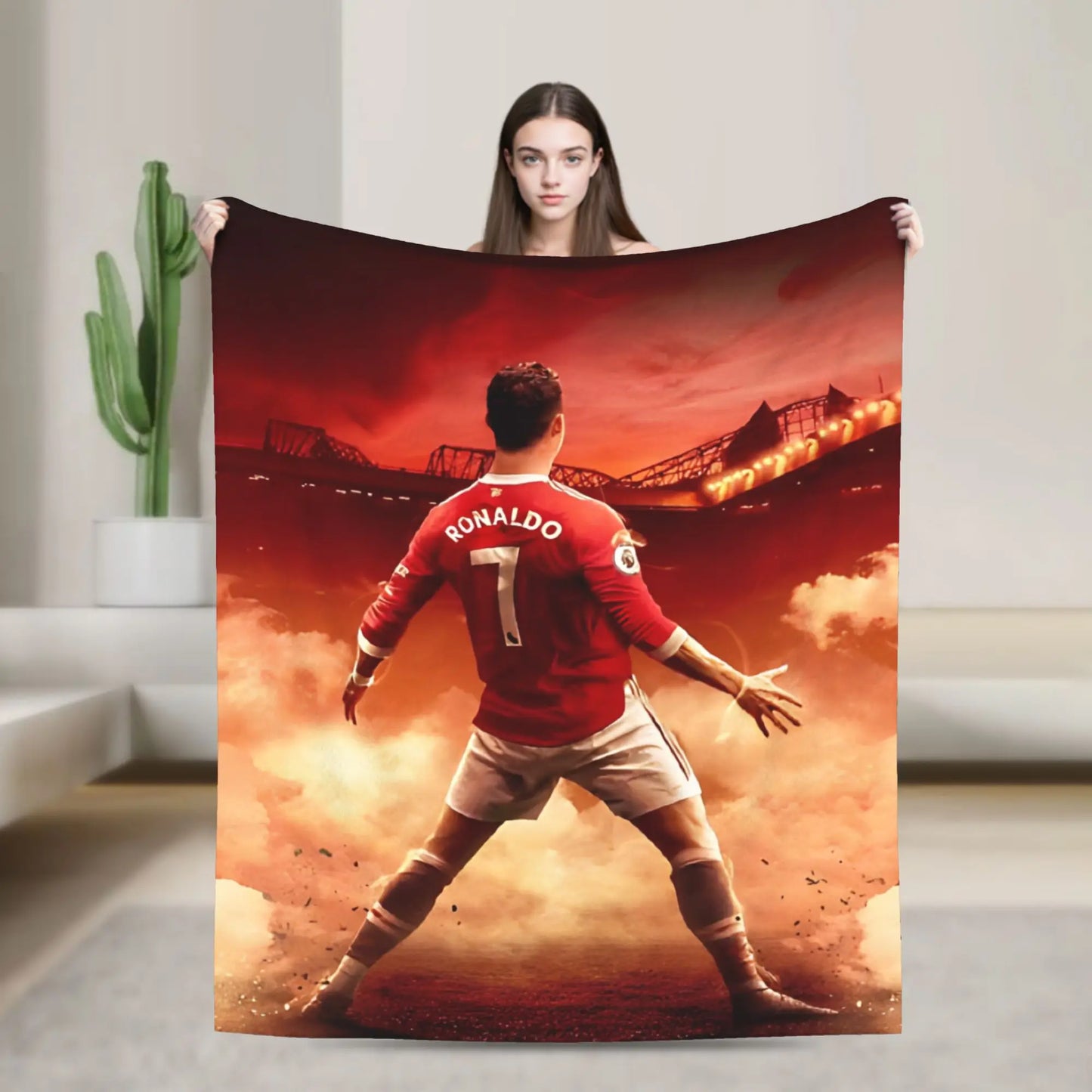 CR7  Football Soccer Blanket Ronaldos Flannel Funny Warm Throw Blanket for Bedding Lounge Decoration