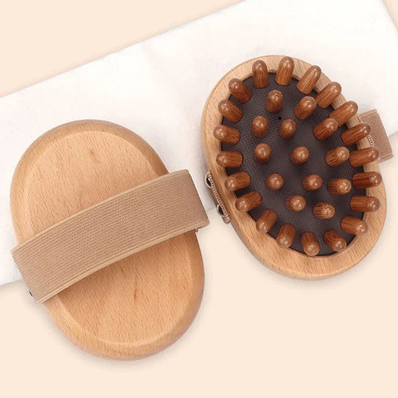 Wooden Massage Body Brush for Cellulite and Improve Lymphatic Blood Circulation Dry Brush Remove Dead Skin Shower SPA Bath Brush