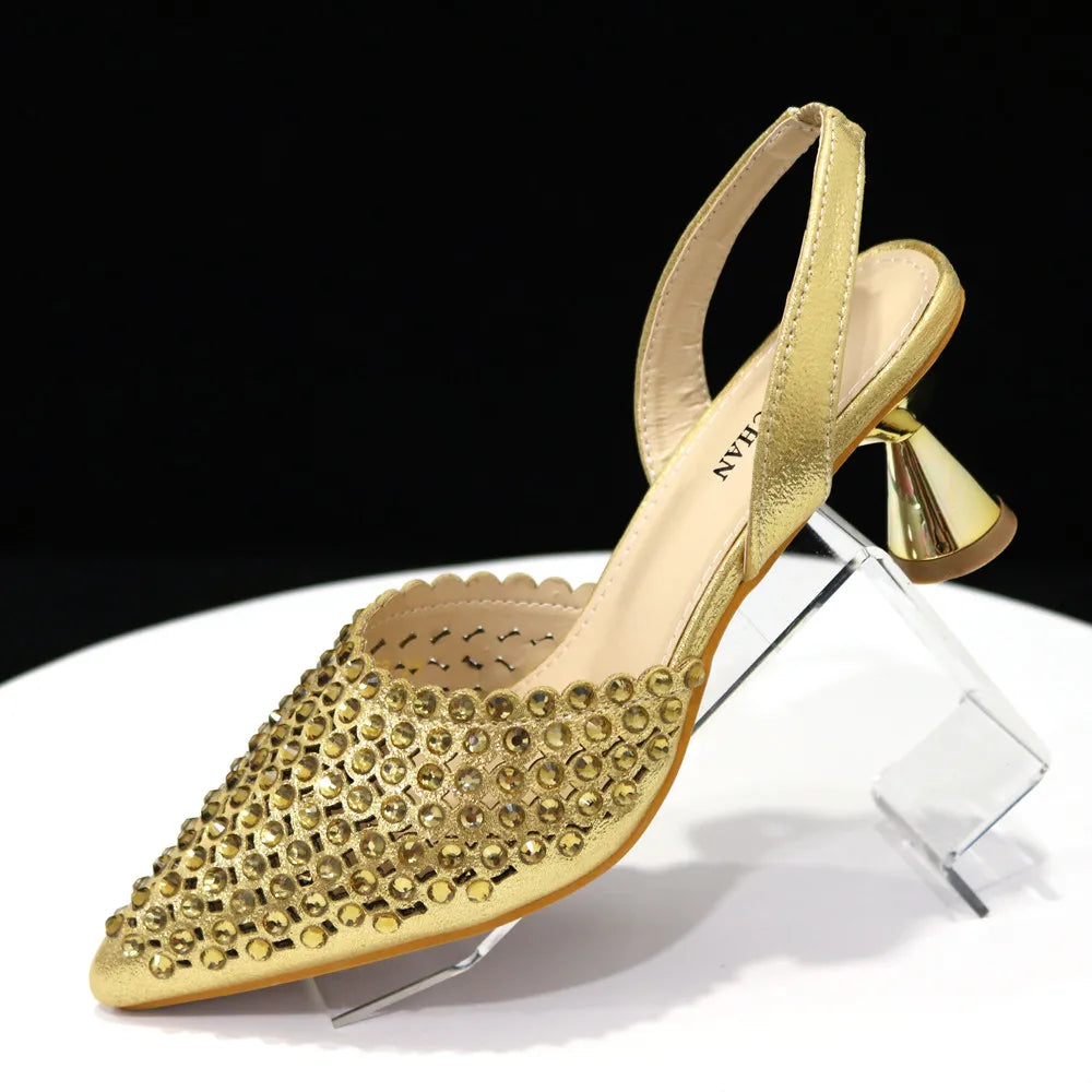 Nuevo conjunto de zapatos y bolso de diseño de diamantes