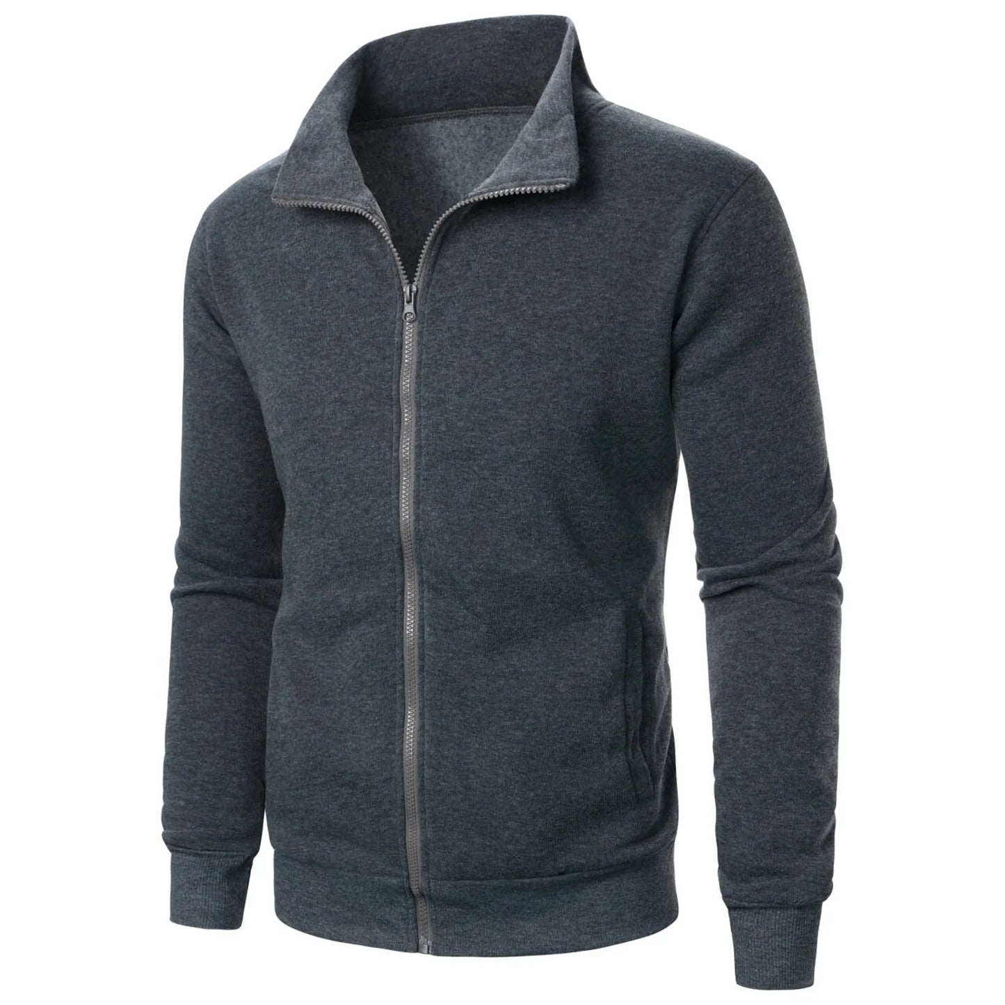 Men's casual sports zipper stand up collar jacket, men's solid color top