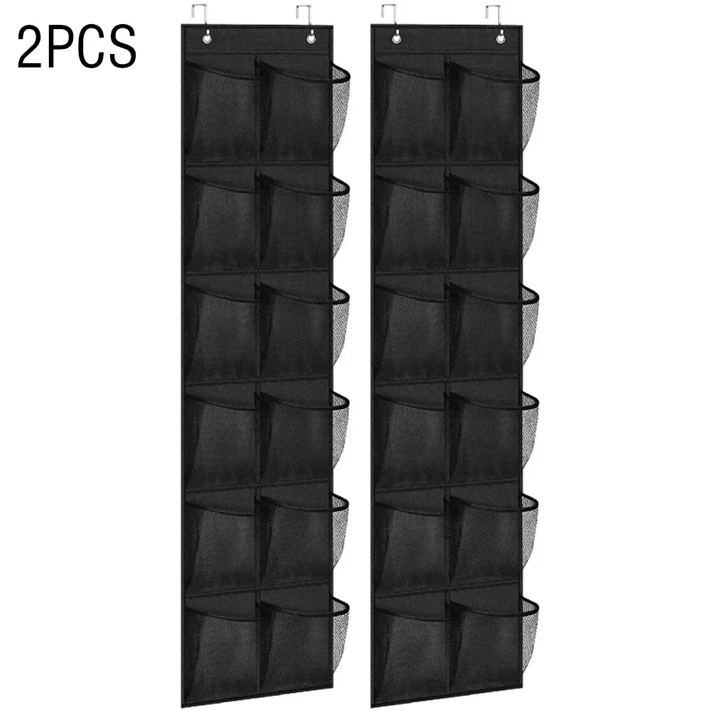 12 Pockets Over the Door Shoe Organizer Large Mesh Pockets with 2