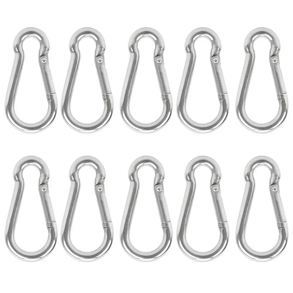 10PCS Stainless Steel Backpack Buckle S Type Handmade Carabiner with Lock Silver Necklace Clasps Jewelry Accessories