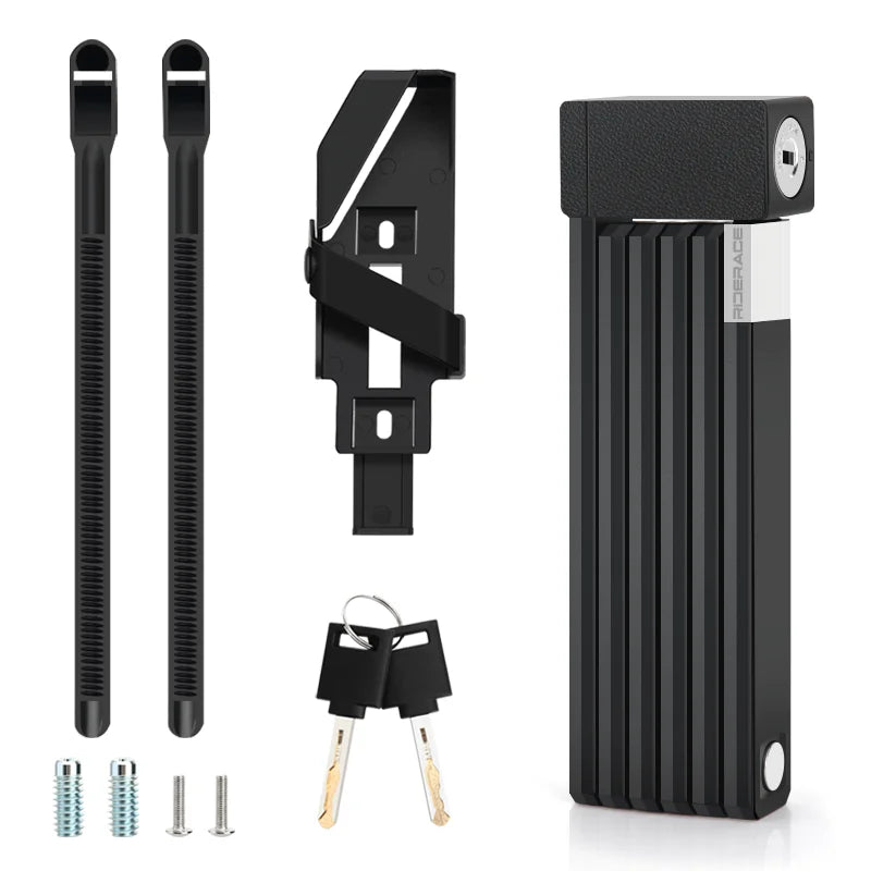 RIDERACE Foldable Bicycle Lock Portable High Security Anti-Theft MTB Bike Scooter Electric E-Bike Road Cycling Chain Locks