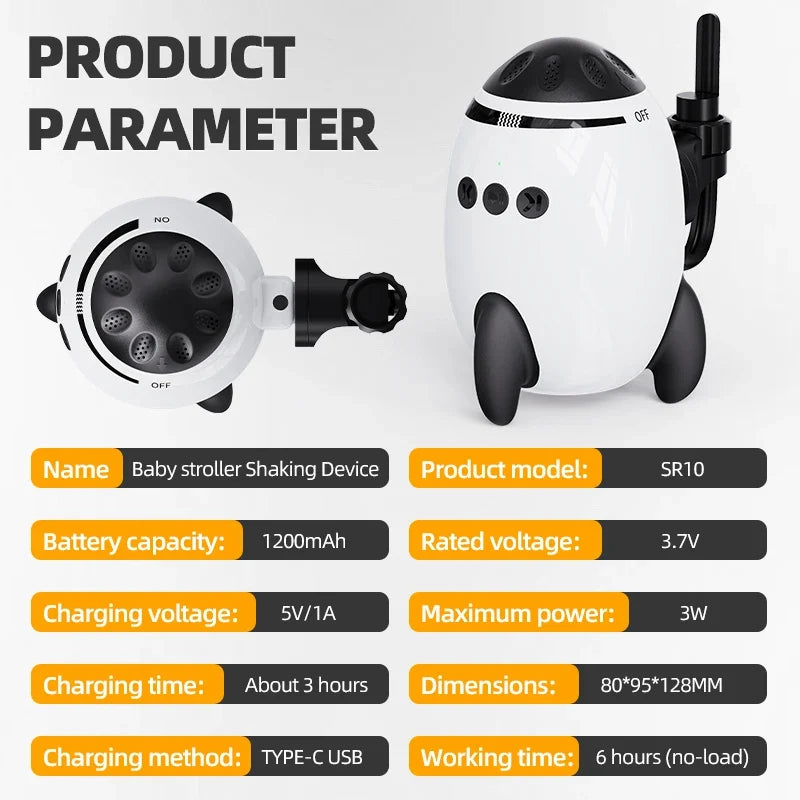 Portable automatic baby rocker, compatible with strollers, hands-free rocking function, with Bluetooth lullabies