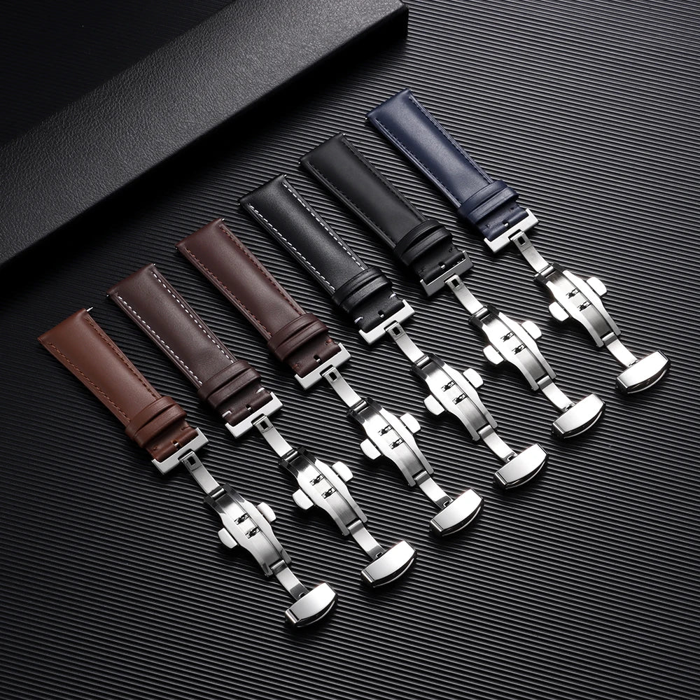 Suunto Race, Vertical & 9 Peak Leather Band with Butterfly Clasp