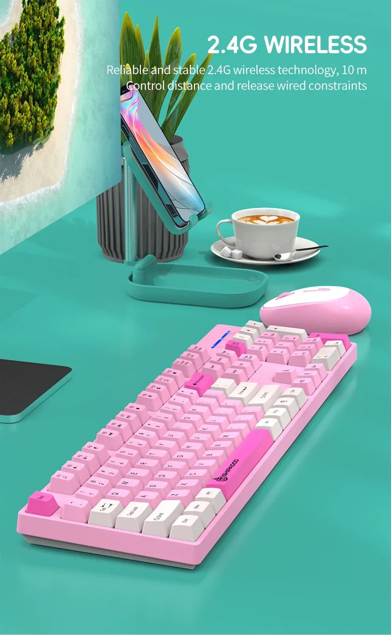 Shipadoo Wireless Gaming Keyboard and Mouse Combo for Laptop, Desktop, and Office Use