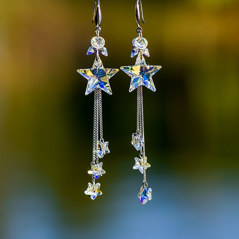 Pendientes Colgantes Estrella de Cristal